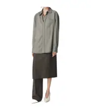 Bottega Veneta Subtle Stripe Shirt IT42 Volcano/bean mixed color