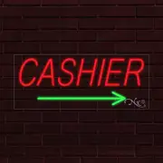 BRAND NEW "CASHIER" w/ARROW 30x12x1 INCH LED FLEX WINDOW/WALL INDOOR SIGN 30522