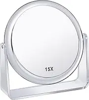 15X Magnifying Makeup Mirror for Desk Double Sided 1X/15X Desk Mirror,Portable Table Small Standing Magnifying Mirror for Cosmetic