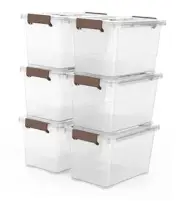 6-Pack 7 Quart Storage Latch Box/Bins, Plastic Stackable 7qt - 6 pack Clear