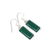 925 Solid Sterling Silver Cut Green Onyx Hook Earring-2.7 Inch k614