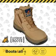 Mongrel Safety Work Boots Steel Toe Cap Zip Side WHEAT Ankle 261050