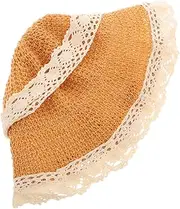 [Healeved] Girls for Toddlers Summer Sun Hat with Wide Brim Cap for Girls with Lace Decorations Lightweight and Breathable Beige