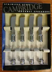 Set of 4 CAMBRIDGE Lucite & Stainless Steel Spreaders ~ New in Box