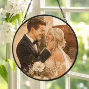 Custom Photo Stained Glass Suncatcher, Wedding Suncatcher Window Hanging