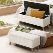 Oikiture Storage Ottoman Bench Blanket Box Chest Toy Foot Stool Boucle Velvet