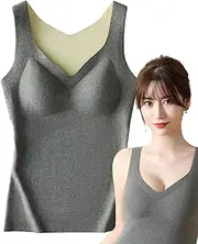 [Generic] Lined Thermal Underwear - V Neck Sleeveless Tops Warm Base | Comfortable Thermal Vest for Women Mother's Day, Friends