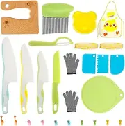 25Pcs Kids Cooking Cutter Set,Kids Food Cutter Set,Montessori Kids Cutting Set,Kids Cooking Accessories,Safe Kids Kitchen Cutter Set,Portable Montessori Kitchen Tools for Cooking