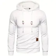 Men's Waffle Sweatshirt Hoodie White Army Green Khaki Hooded Plain Drawstring Casual Daily Sports Polyester Cool Designer Sportswear Fall Winter Clothing Appa