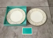 Tiffany Notes Dessert Plate Set 2 Porcelain 7.9" New York Store Logo