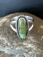 Womens Green Gaspeite Navajo Sterling Silver Ring Size 6.5 16402