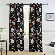 Blackout Curtains for Bedroom Red Golf Club Car Sport Flag Ball Long Curtains for Bedroom & Living Room 84" Room Divider Curtains Closet Curtains cortinas para ventanas de cocina 2 Panels