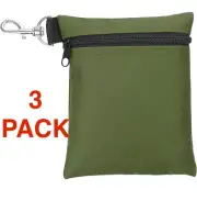 3 PACK Golf Tee Pouch, Zipper Golf Ball Bag with Metal Lobster Claw Clip