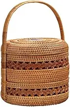 Handmade Rattan Retro Cake Basket, Chinese Multi-Grid Dried Fruit Tray, Multi-Functional and Innovative Living Room Snack Storage Box