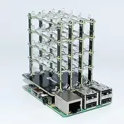 sb components PiCube 4x4x4 LED CUBE for Raspberry Pi 3,2, Zero and A+ Assembled (RED)