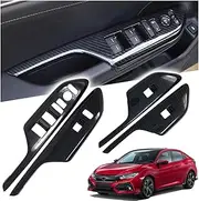 ATAIRSOFT 4 PCS Window Control Switch Button Cover Door Lock Switch Trim Window Switch Panel Cover for Honda Civic 10th Gen 2016 2017 2018 2019 2020 2021 Interior Accessories (Carbon Fiber Pattern)