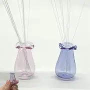 2Pcs Cat Whisker Vase, Mini Vase for Cat Whiskers, Miniature Vase, Tiny Vase for Decor, Mini Clear Vase (Pink+Purple)