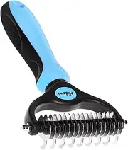 [Nidawi] Pet Dog Grooming Brush - Double Sided Shedding & Dematting Undercoat Rake Comb for Dogs and Cats, Dog Shedding Brush, Helps Reduce Tangles, Shedding & Matts in Medium & Long Hair