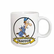 3dRose Funny Worlds Greatest Janitor Cartoon Mug