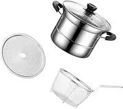 FUNOMOCYA 1Set Deep Fryer Pot with Basket Stainless Steel Cooking Pot with Lid for Soups and Frying Compact Design for Efficient Kitchen Use