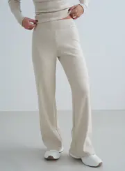 [AIM'N AU] Café Au Lait Ribbed Wool Petite Wide Pants