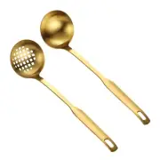 2pcs Soup Ladle Colander Set Long Handle Stainless Steel Kitchenware Cookware