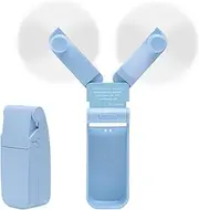 Portable Handheld Fan, Personal Mini Pocket Hand Held Fan USB Rechargeable for Woman Girls Outdoor Travel, Dual Head with 2 Speed Strong Wind (Blue)