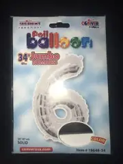 34” Silver Foil Ballon #6 Jumbo Numbers