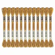 12 Skeins Embroidery Floss, Polyester Embroidery Threads Gold Tone