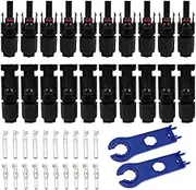 ZONADA 10 Pair of Solar Cable Connetors Plugs and 2 of Wrench Spanner Set Solar Panel Connectors Male Female Plug for PV Solar Panel Cable Connectors Assembly