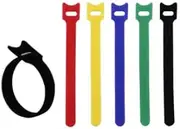 Auzly 100-Pack 8Inch Reusable Cable Ties | Heavy Duty Velcro Straps in 5 Colors | Multi-Purpose Fastening Ties for Wires, Electronics, PC, Headphones | Strong Hook & Loop Cable Organizers