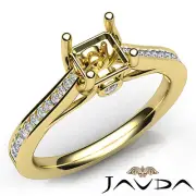 Channel Setting Asscher Diamond Engagement 14k Yellow Gold Semi Mount Ring 0.3Ct