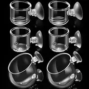 CHENGU 6 Pieces Aquatic Plant Pot with Hole Glass Aquarium Plant Cup Aquatic Planter with Suction Cups Plant Holder Aquarium Decoration for Aquarium Shrimp Fish Live Plants, 3 Styles