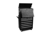 Black 17 Drawer Tool Box Trolley Cabinet Storage Cart Garage Organiser Lockable