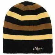 Kids SCREAMER Reversible Taylor Beanie BLACK Striped & Solid Winter Ski Snow Hat