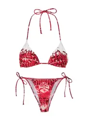 Jean Paul Gaultier Diablo Printed Triangle Bikini - White Red - L (UK14 / L) L (UK14 / L)