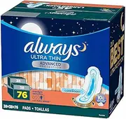 Always Ultra Panty Liners Thin Advanced with Flexi Wings with Coreboost 10 Hours Leak Protection Larger Back 76 Count