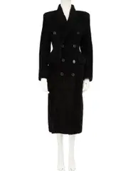 Black Lamb Shearling Hourglass Coat