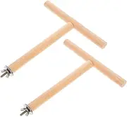Generic 2Pcs Parakeet Wood Perches Durable Bird Standing Perch for Parrots Cockatiels Budgies Easy to Install Birdcage Accessory for Play and Exercise