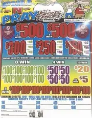 PULL N PRAY 1 POINT/800P TIP JAR TICKETS 3-FOLD PAPER PULL TABS INSTANTS GAME