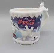 2002 Coca Cola Polar Bears LRG Coffee Mug - Coke Collectible - 3D Bear on Handle