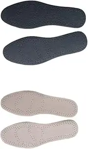 [Generic] Leather Insoles for Women men Thin Leather Insoles for Sneakers Full Length Leather Inserts for Dress Shoes Hiking Boots Insoles for Odor Eater, 2 Pairs (Black+Beige, 25.5cm)