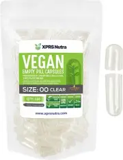 100 Clear Empty Size #00 VCaps Capsules Pills Vegetarian Vegan Made in USA FRESH