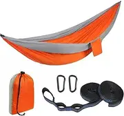 Outdoor Large Hammock for Camping Hammocks Gear for The Backpacking Survival Travel Portable Lightweight Parachute Nylon,Sturdy and Durable Up to 660lbs (Orange)