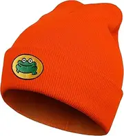 [Dsehuko] Frog Beanie Hat for Women Men Cute Winter Hat Curved Beanies