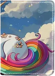 [CWAGFEQZ] Travel Passport Holder,PU Leather Passport Case,Passport Book,Cloud Rainbow Unicorn