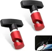Pack-2 Car Hood Lifter Fixture, 3.03" x 2.6" Multi-function Snap-on Lifting Rod Anti-pinch Device, Trunk Air Pressure Rod Anti-slip Shock Absorber Pillar Tool, Universal for Cars (Red)
