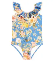 [Zimmermann Kids] Zimmermann Kids August ruffled floral swimsuit Y 8 blue
