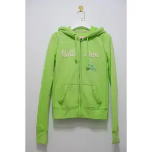 美國代購 現貨 海鷗 Hollister Co. LOGO FULL-ZIP HOODIE 連帽外套 淺綠色 螢光綠 S