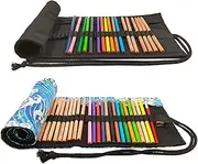AFUNTA 36/72 Slot Aesthetic Pencil Case, 2 Piece Colouring Pencil Organiser, Roll-Up Washable Canvas Pencil Bag, Artist Brush, Roll-Up Bag for School, Travel, Office, Multi-Coloured, Bicycle Backpack